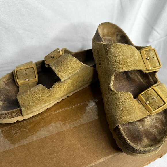 Birkenstock - Arizona Yellow Suede Sandals Slip-ons - EU Size 38 - Picture 7 of 11